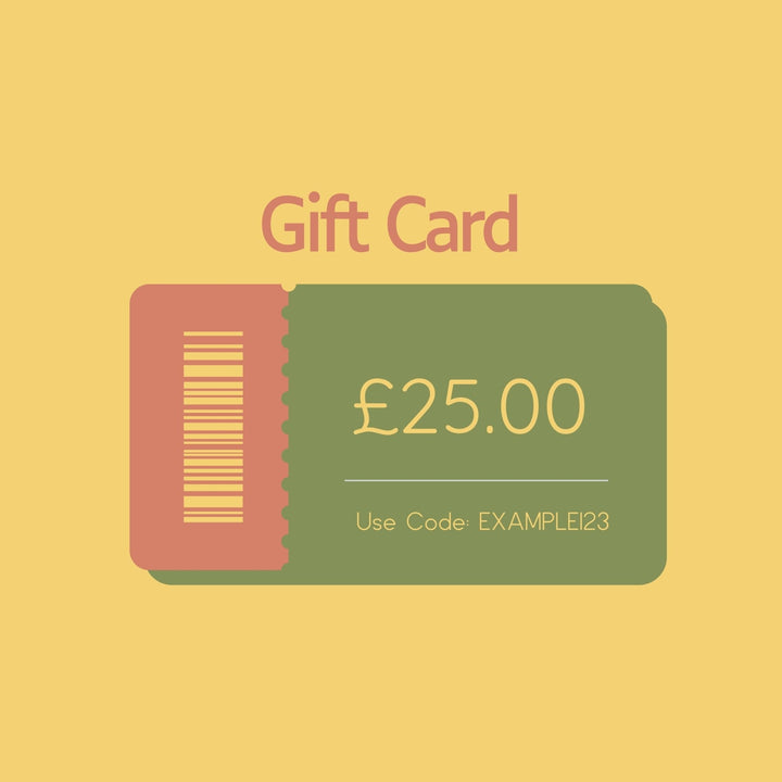 Gift card with £25.00 value on a yellow background