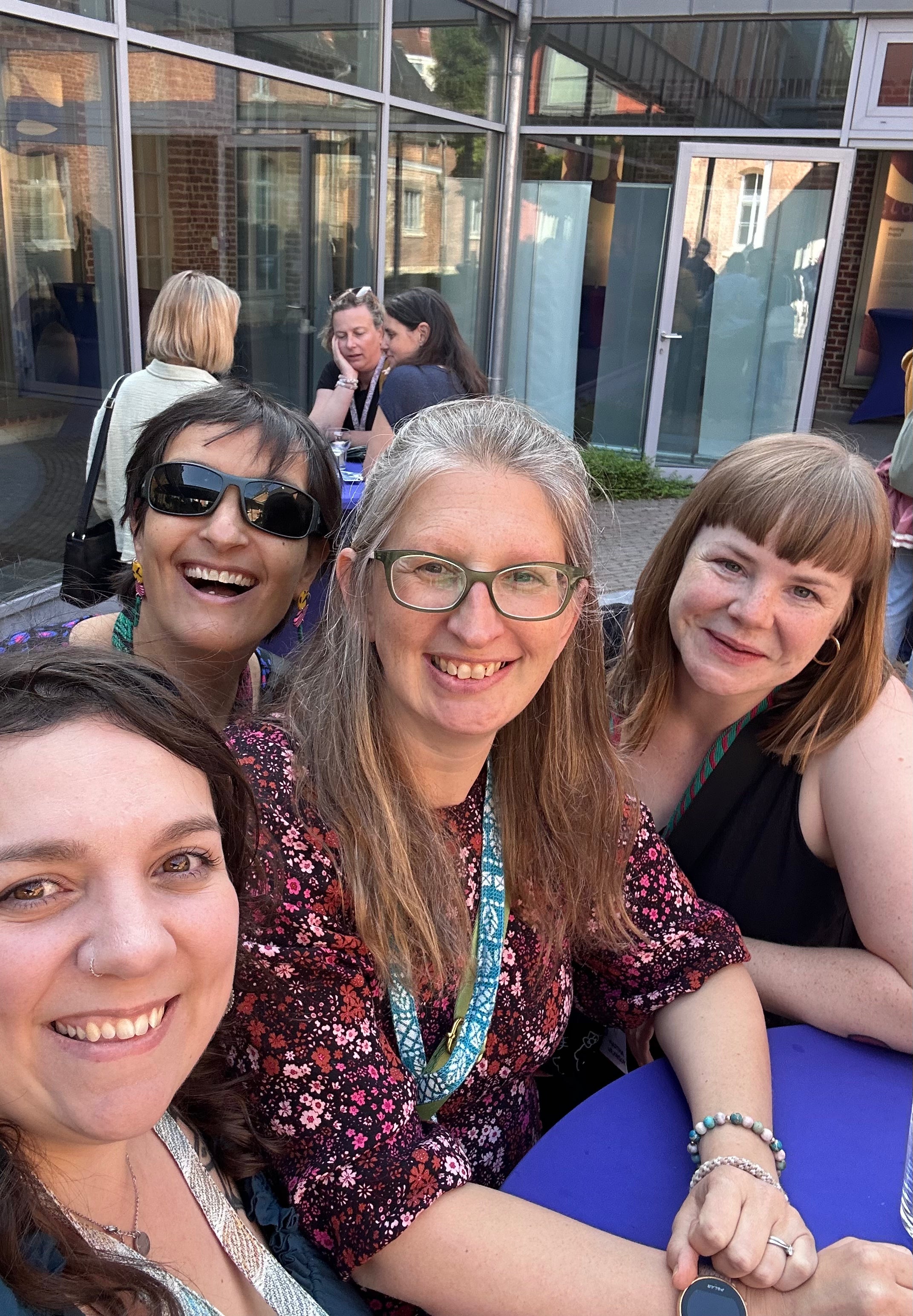 This photo is of the owner of Hana Baby UK, Bundlebees, Sheen Slings, and The Baby Brain. All having a great time at the European Baby Wearing Conference.